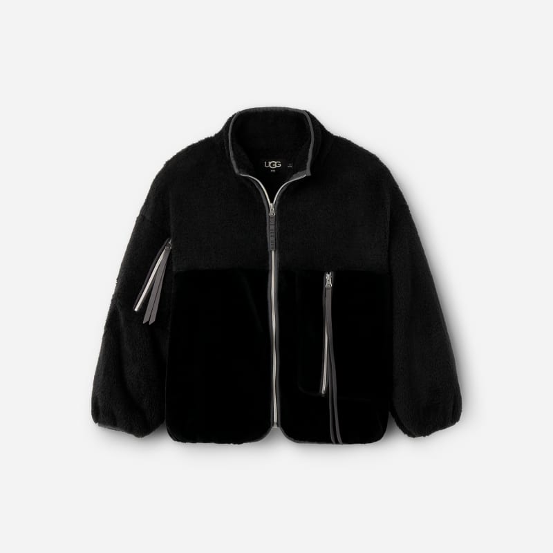 UGG® Women's Marlene Sherpa Jacket II Faux Fur/Fleece in Black, Size S
