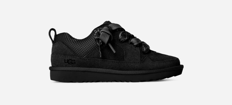 UGG Lo Lowmel Sneaker for Kids in Black, Size 2, Suede/Polyester