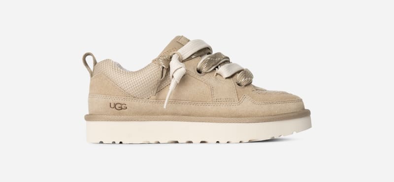 UGG Lo Lowmel Sneaker for Kids in Brown, Size 3, Suede/Polyester