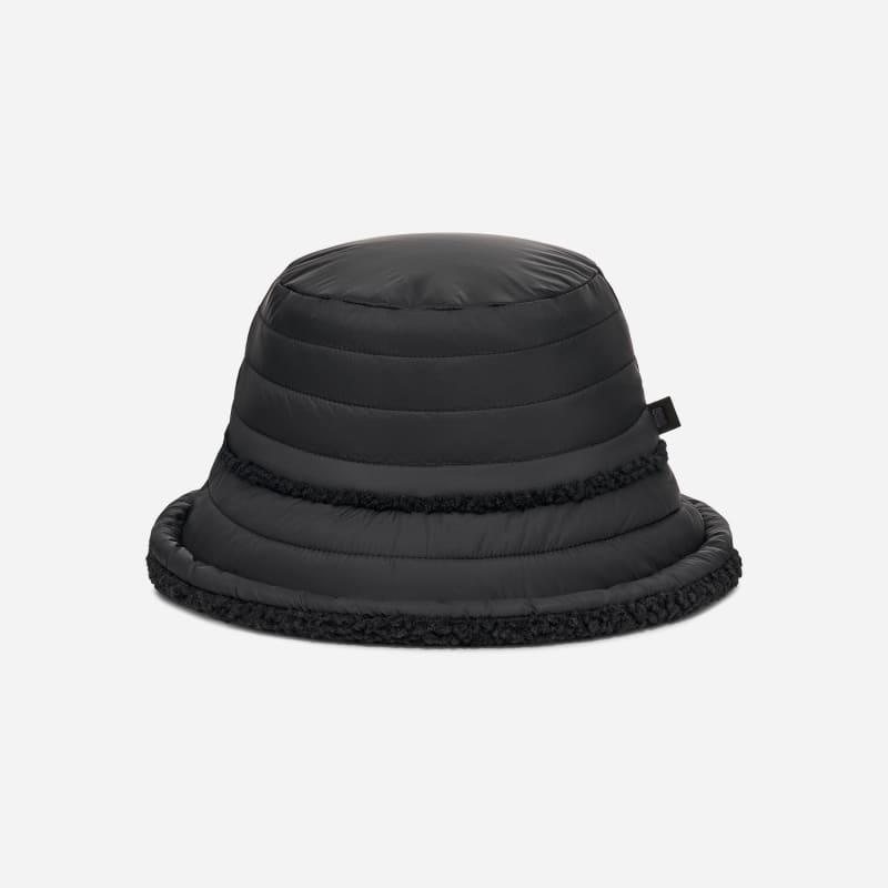 UGG fluff Reversible Hat for Women in Black, Size L/XL, Polyester/Leather
