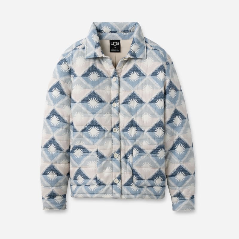 UGG Sun Shirtjacket for Women in Desert Blue Multi, Size Medium, Cotton/Polyester
