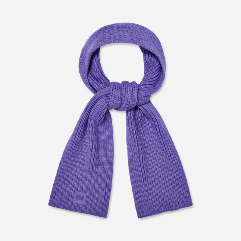 UGG Chunky Rib Scarf for Men in Lupine, Size OS, Wool/Leather