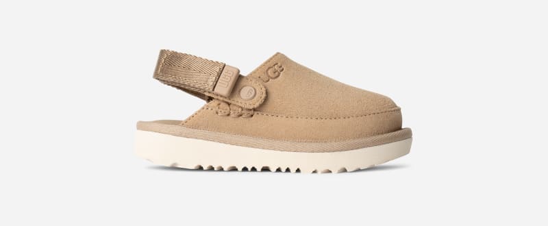 UGG Goldenstar Clog for Kids in Tan, Size 6, Suede/Polyester
