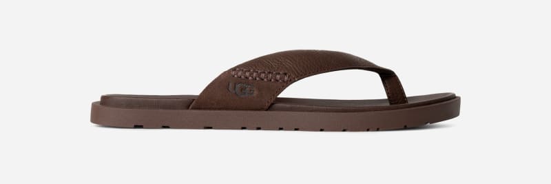 UGG Seaside II Flip Flop for Men in Brown, Size 14, Leather/Polyester