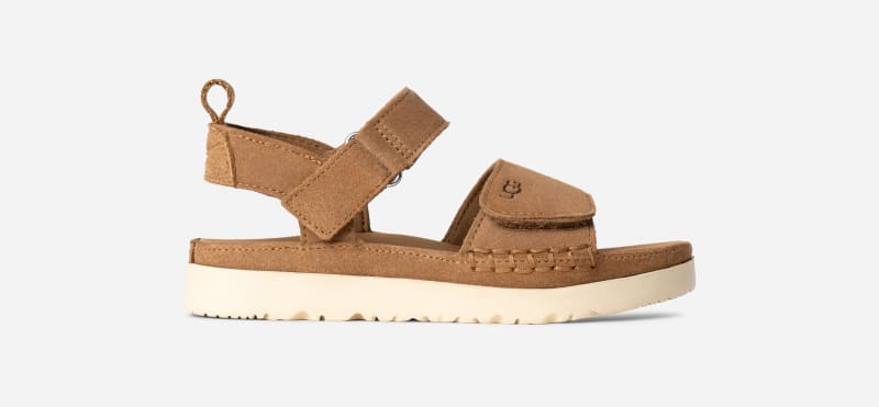 UGG Goldenstar Sandal for Kids in Brown, Size 13, Suede/Polyester