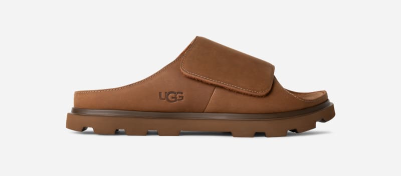 UGG Solano Slide for Men in Brown, Size 7, Leather