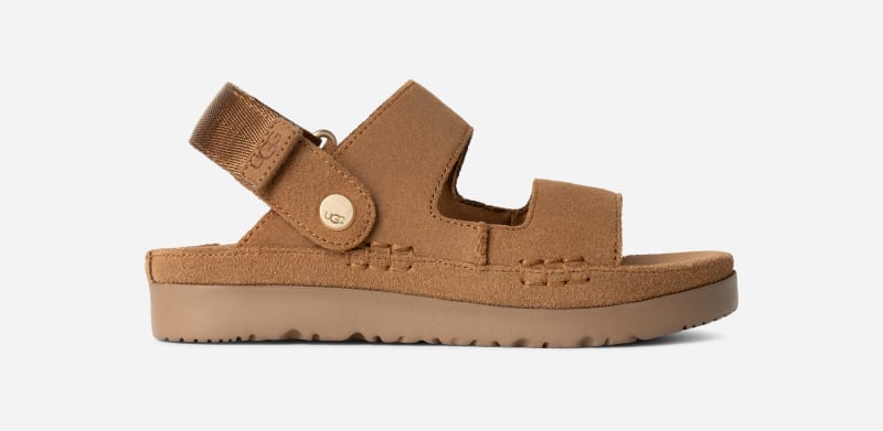 UGG Goldenstar Glide for Kids in Sandal in Brown, Size 3, Suede/Polyester