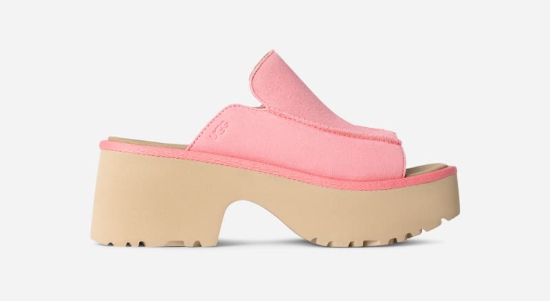 UGG New Heights Slide for Women in Tropical Pink, Size 8, Suede/Polyester