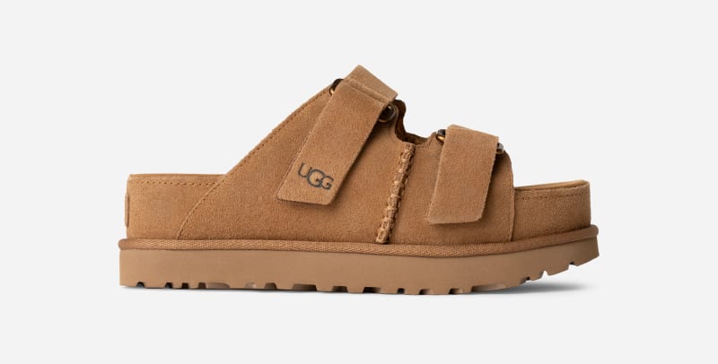 UGG Women's Goldenstar Hi Slide in Brown, Size 42 | Suede