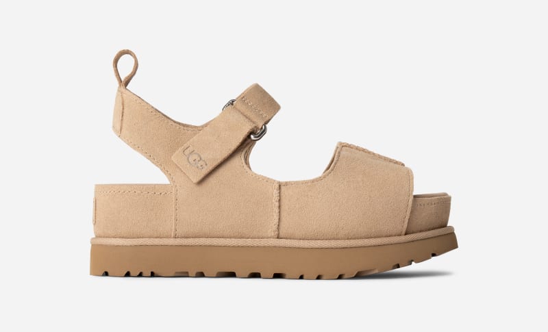 UGG Goldenstar Hi Sandal for Women in Tan, Size 6, Suede/Polyester