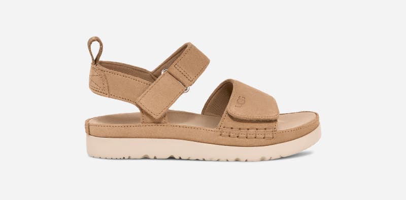 UGG Goldenstar Sandal for Kids in Tan, Size 12, Suede/Polyester
