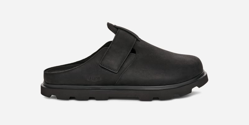 UGG® Men's Solano Clog Nubuck Shoes in Black, Size 13