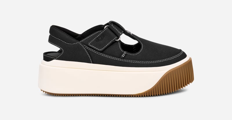 UGG® Women's EZ-Duzzit T-Strap Canvas Sneakers in Black, Size 7