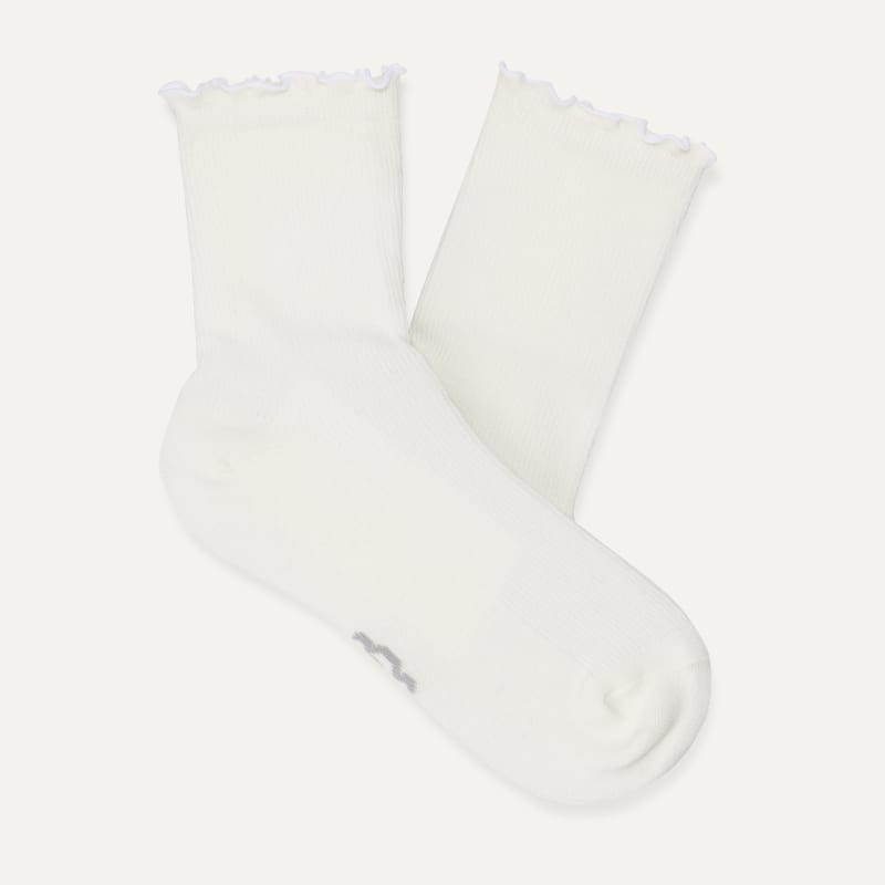 UGG® Women's Karsyn Lettuce Edge Sock Cotton Blend Socks in White