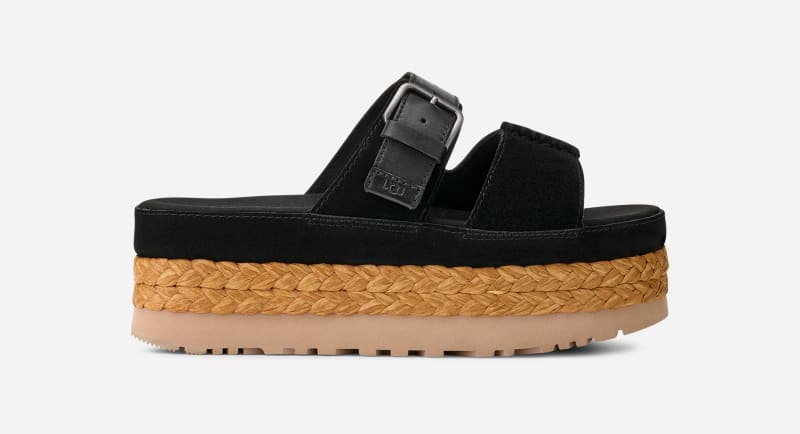 UGG Aubrey Platform Slide for Women in Black, Size 9, Suede/Leather