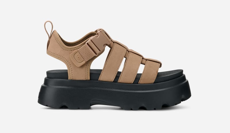 UGG Cora Sandal for Women in Tan, Size 5, Leather/Polyester