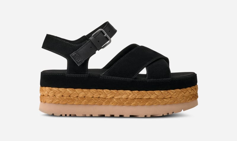 UGG Aubrey Platform Sandal for Women in Black, Size 7, Suede/Leather