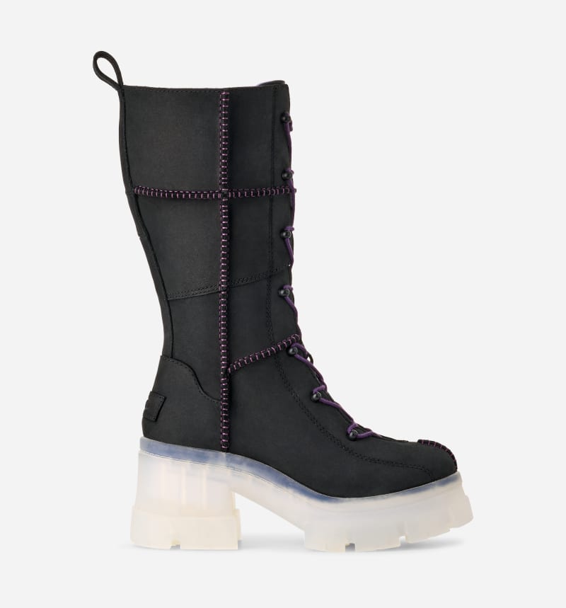 UGG Areum Boot for Women in Black, Size 4.5, Leather/Polyester/Cotton
