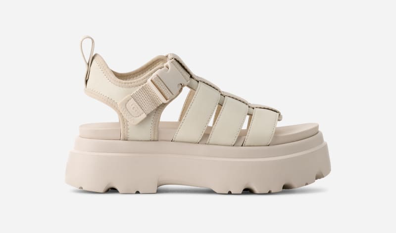 UGG Cora Sandal for Women in White, Size 8, Leather/Polyester