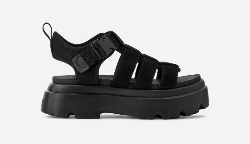 UGG Cora Sandal for Women in Black, Size 3, Leather/Polyester