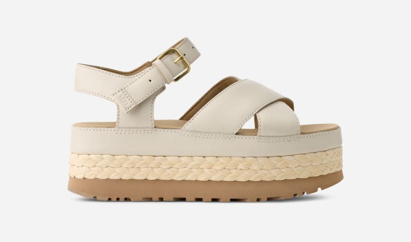 UGG Aubrey Platform Sandal for Women in White, Size 4, Leather