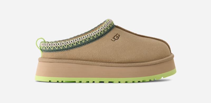 UGG Tazz for Women in Mustard Seed/Vibrant Green, Size 8, Suede/Polyester/Wool