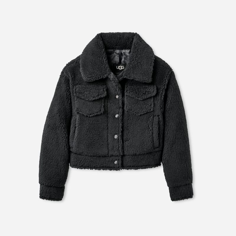 UGG® Women's Frankie Short Trucker Jacket Fleece in Ink, Size XL