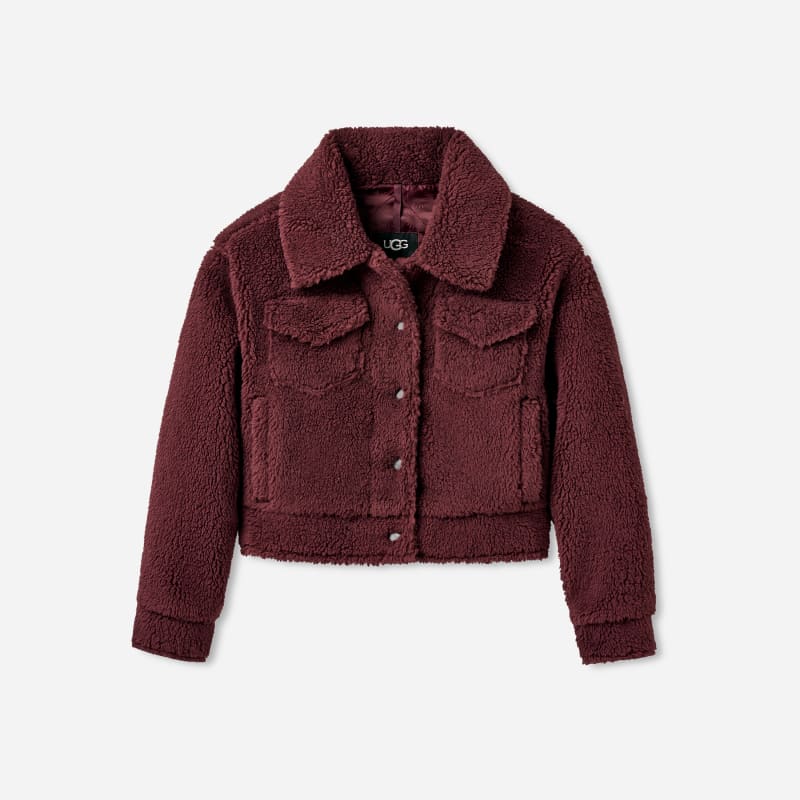 UGG® Women's Frankie Short Trucker Jacket Fleece in Wild Grape, Size 3X