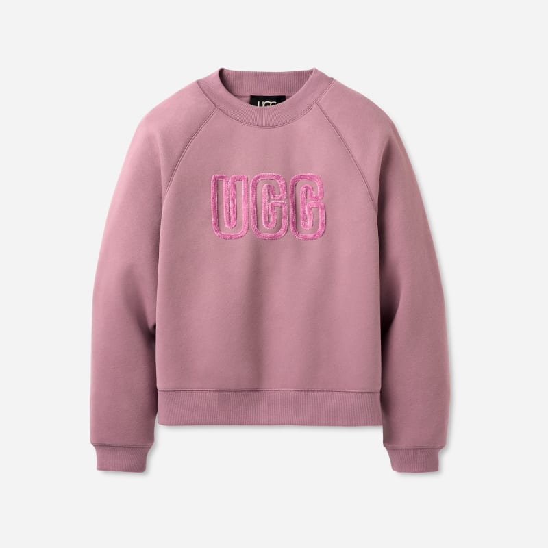 UGG® Women's UGG® Logo Crewneck Cotton Blend Tops in Shadow, Size L