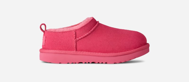 UGG Classic Micro Boot for Kids in Pink Bloom, Size 2, Suede/Polyester/Wool