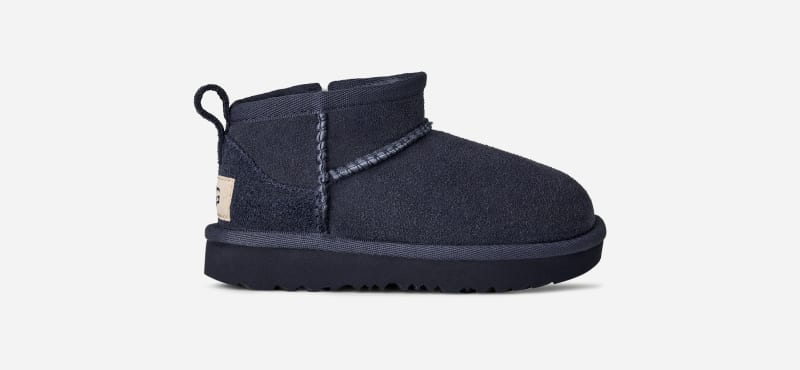UGG Classic Ultra Mini Boot for Kids in Blue, Size 10, Suede/Polyester/Wool