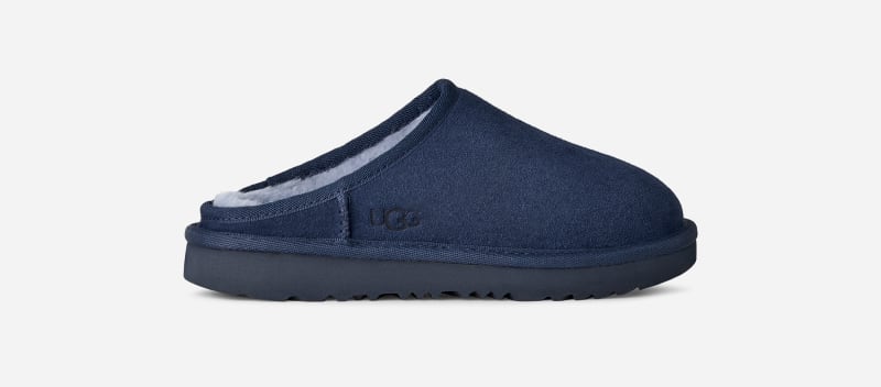 UGG Classic Slip-On for Kids in Deep Ocean, Size 1, Suede/Polyester/Wool