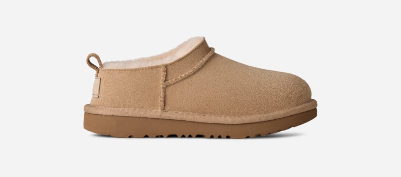 UGG Classic Micro Boot for Kids in Tan, Size 1, Suede/Polyester/Wool