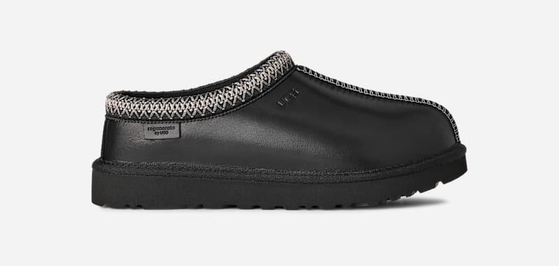 UGG Tasman Leather Regenerate for Women in Black, Size 6, Leather/Polyester/Wool