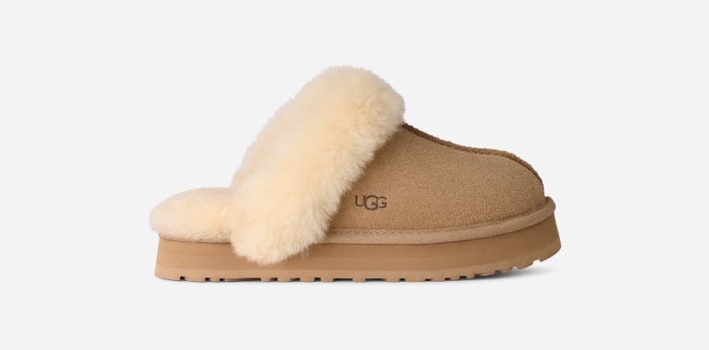 UGG Disquette Slipper for Kids in Tan, Size 4, Polyester/Wool