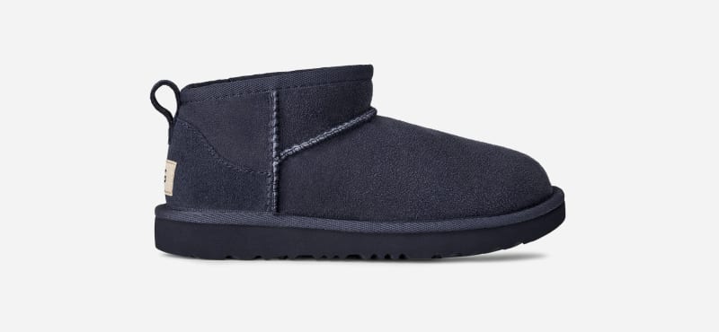UGG Classic Ultra Mini Boot for Kids in Blue, Size 2, Suede/Polyester/Wool