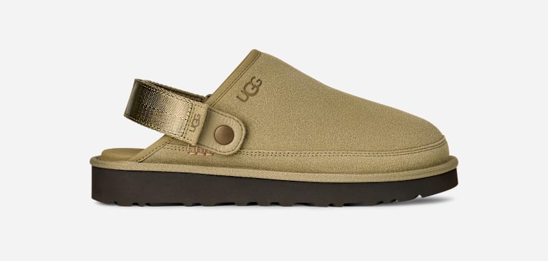 UGG Goldencoast Clog II for Men in Muted Brass/Magnolia Leaf, Size 9, Suede/Polyester