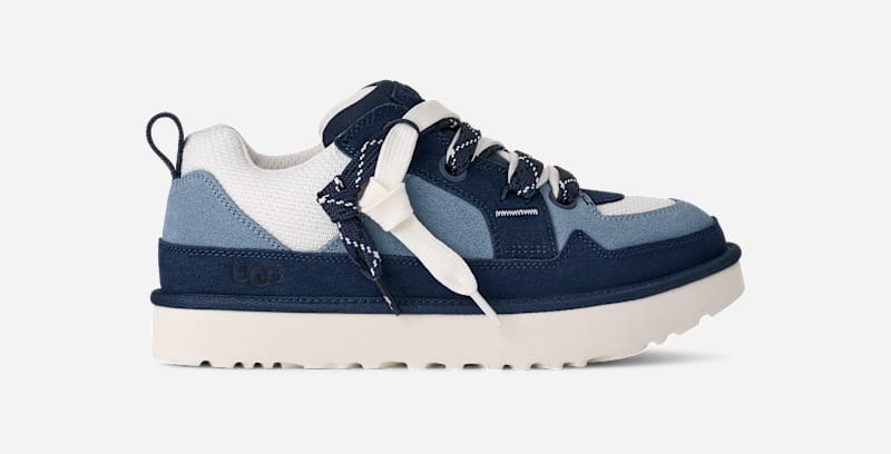 UGG® Men's Lo Lowmel Suede/Recycled Materials/Textile Sneakers in Deep Ocean/Whale, Size 14