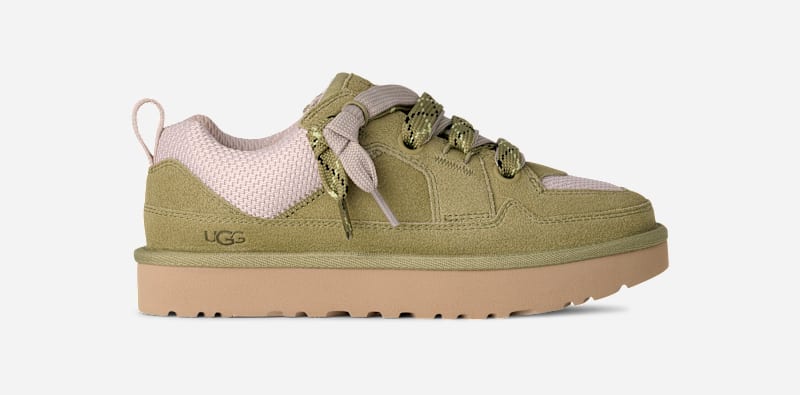 UGG® Women's Lo Lowmel Suede/Textile/Recycled Materials Sneakers in Muted Brass, Size 12