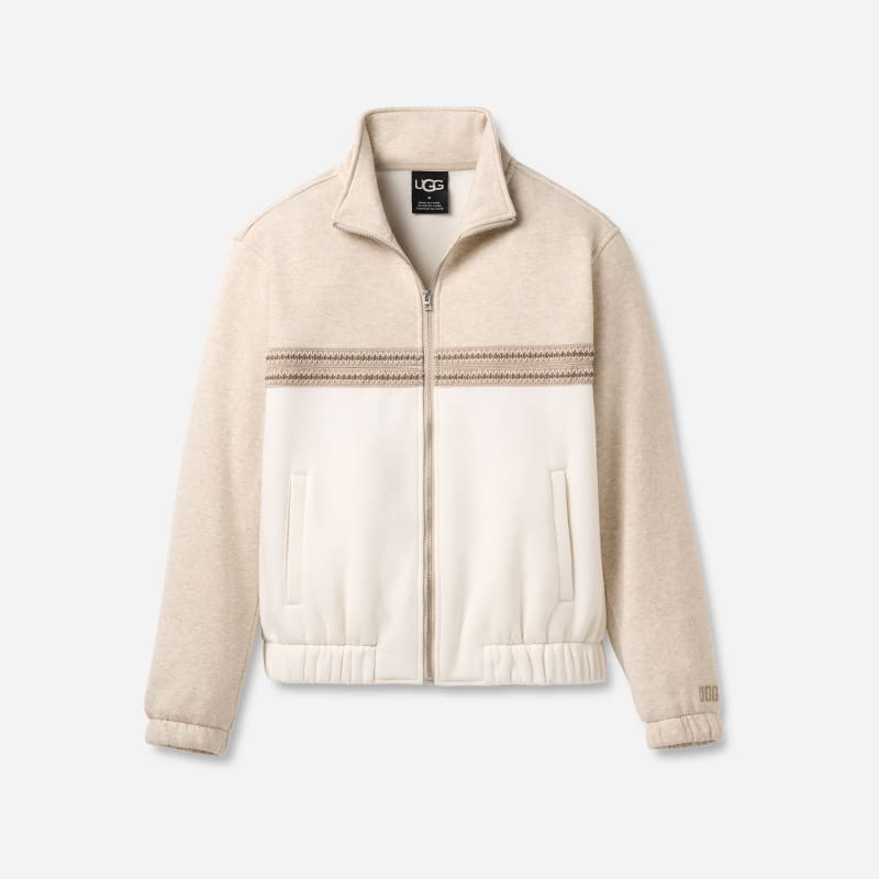 UGG Tasman Track Jacket for Men in Caribou Heather, Size XS, Cotton Blend/Polyester