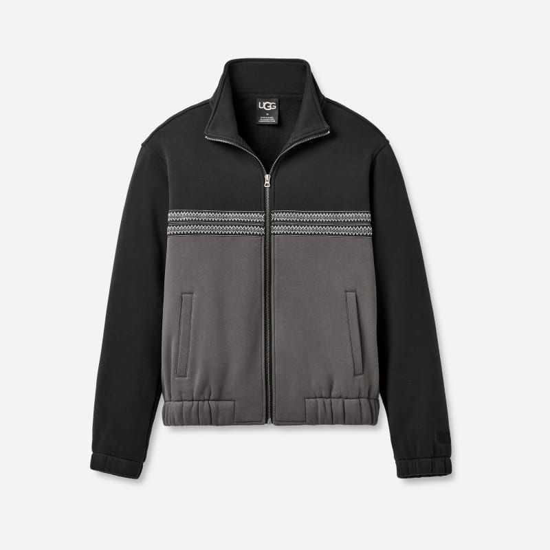 UGG Tasman Track Jacket for Men in Tar, Size Large, Cotton Blend/Polyester