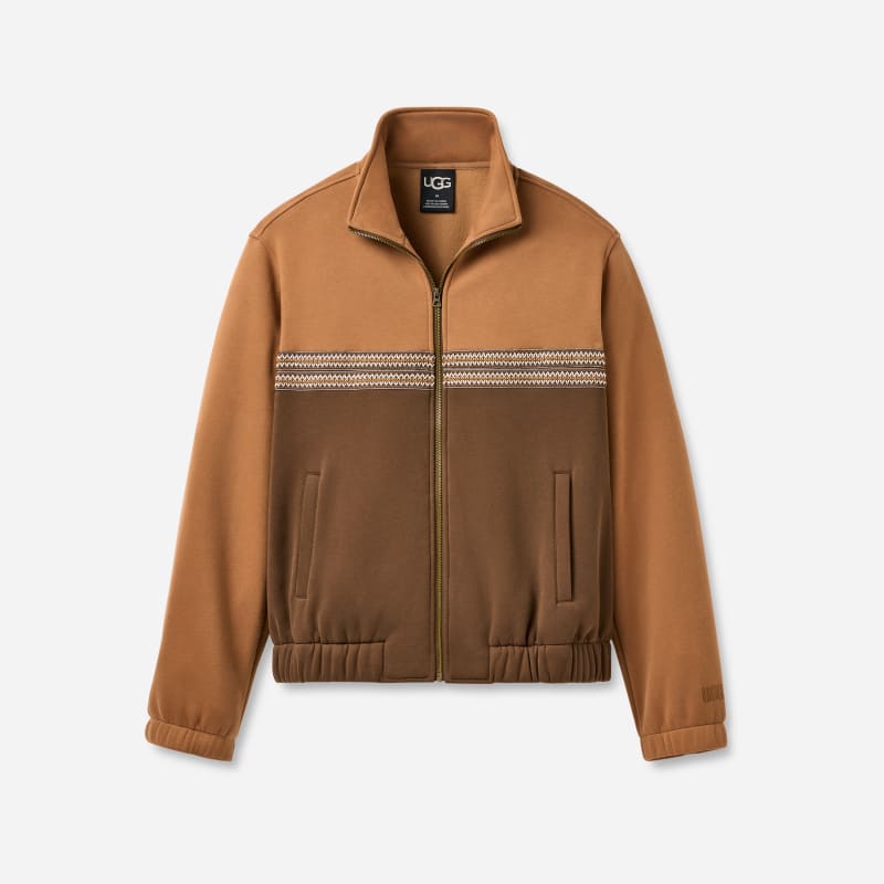 UGG Tasman Track Jacket for Men in Brown, Size XL, Cotton Blend/Polyester