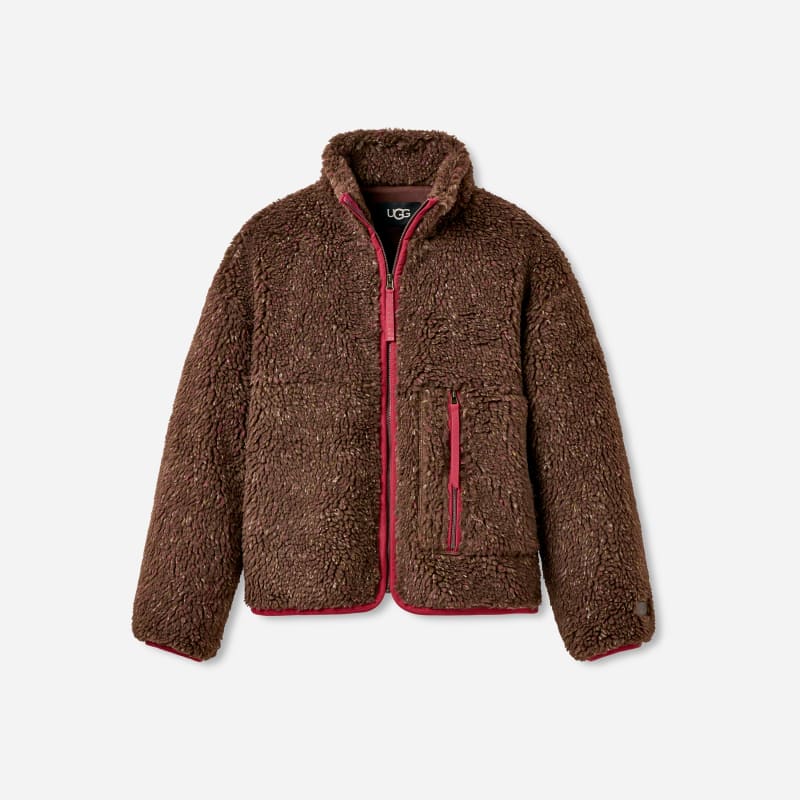 UGG Marlene Confetti Jacket for Women in Cola, Size Large, Polyester/Cotton/Leather