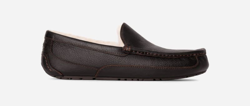 UGG® Men's Ascot Leather Slipper Slippers in Dark Spice, Size 10EEE