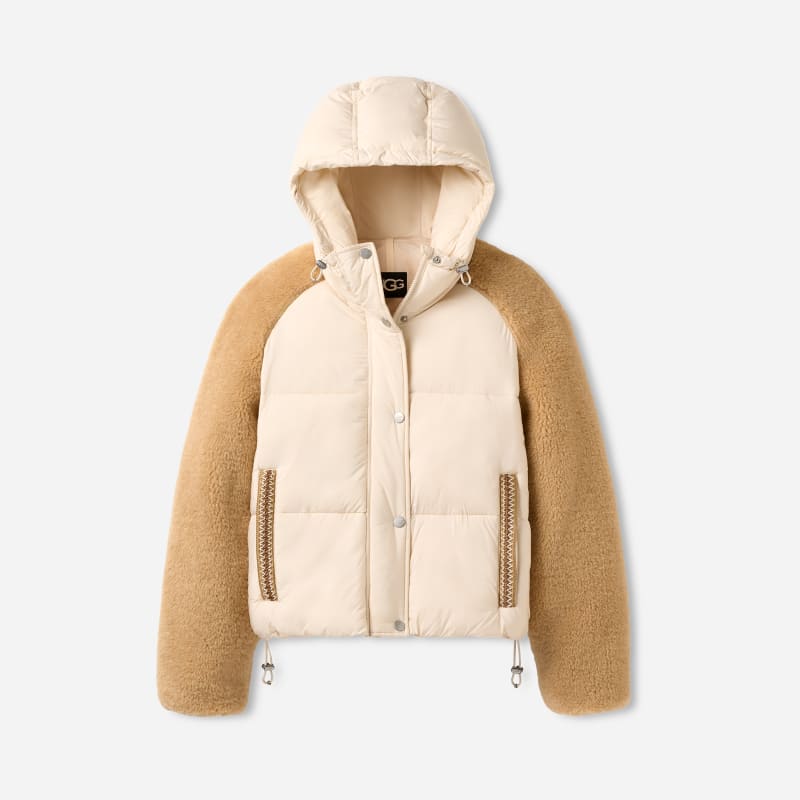 UGG Mykah braid Puffer Jacket for Women in Cream/Sand, Size XS, Polyester