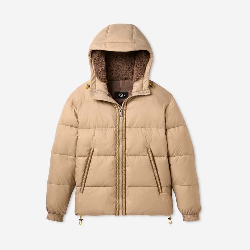 UGG Xayden braid Puffer Jacket for Men in Mustard Seed/Summer Wheat, Size 2XL, Nylon/Polyester
