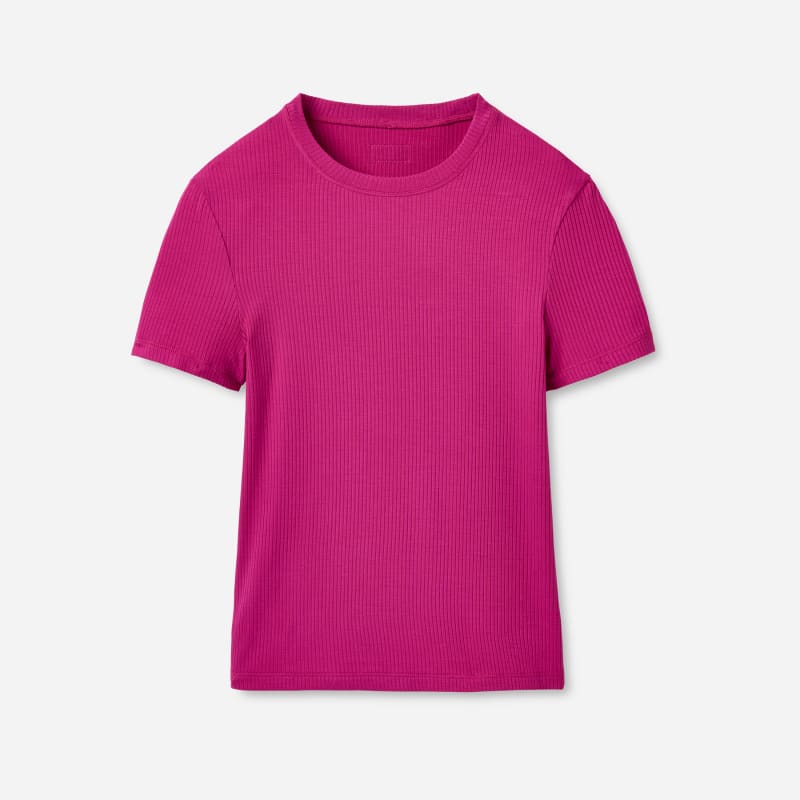 UGG Miriam Rib Baby T-Shirt for Women in Chroma Pink, Size Large, Ecovero