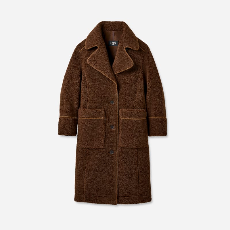 UGG Sema fluff Coat for Women in Deep Nutmeg, Size 1X, Polyester