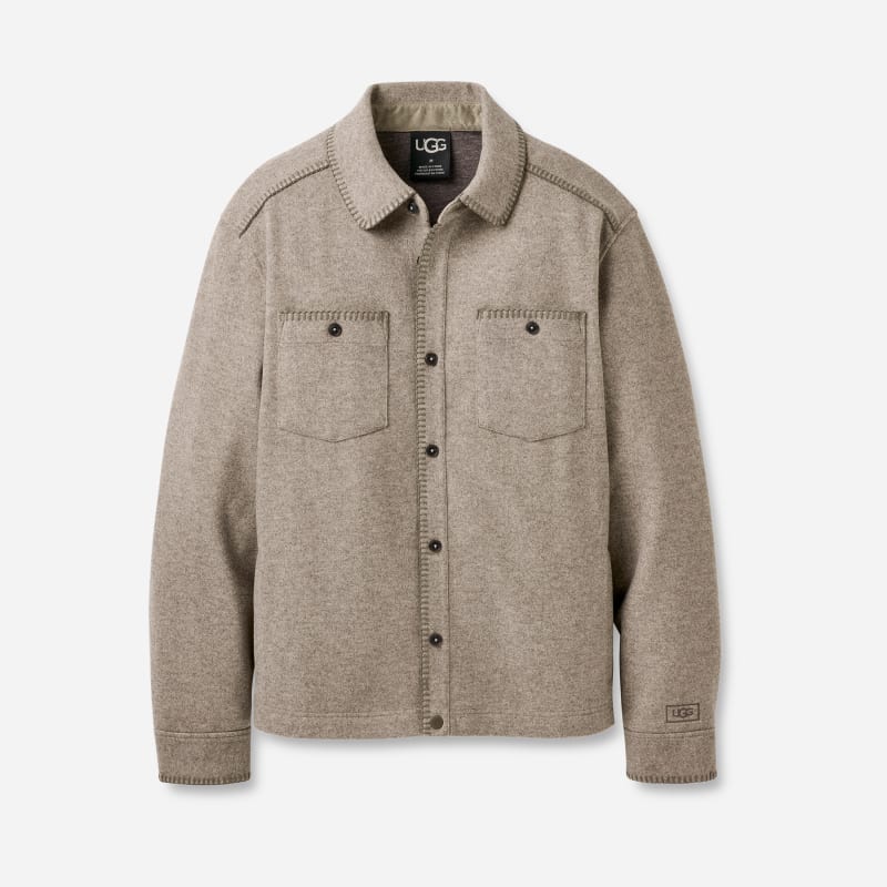 UGG Men's Caelum Shirt Jacket in Grey, Size Large | Polyester