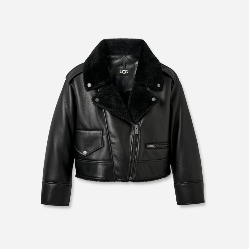 UGG Women's Finnian Luxefluff Moto Jacket in , Size Medium | Polyester